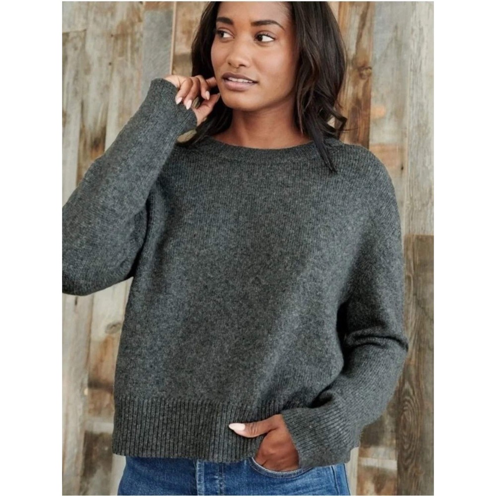 Jenni Kayne Atlas Sweater Charcoal Grey Merino Wool Camel Hair Large 47-7284-D19